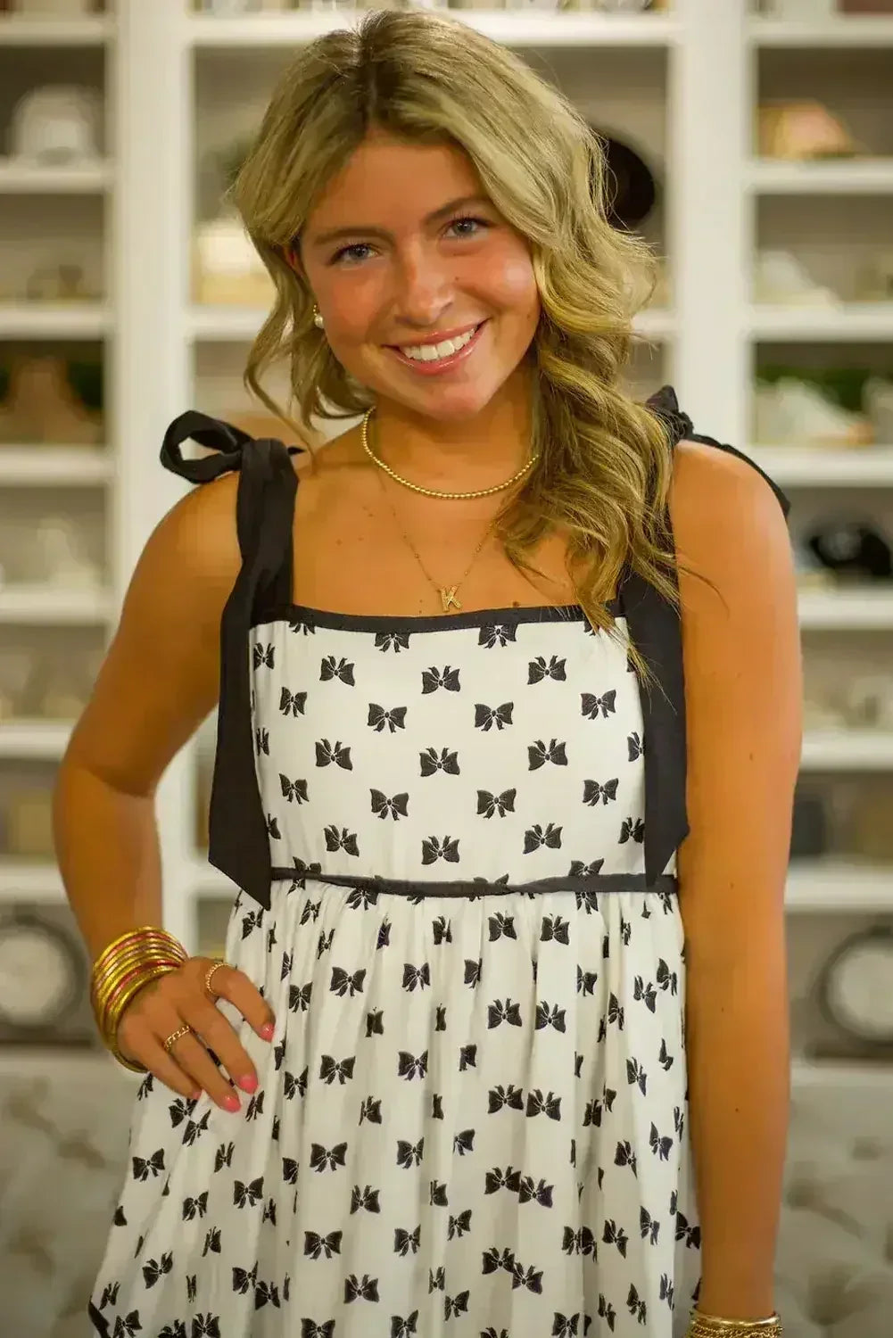 White Bow Contrast Trim Knotted Shoulder Mini Dress - Femstylo