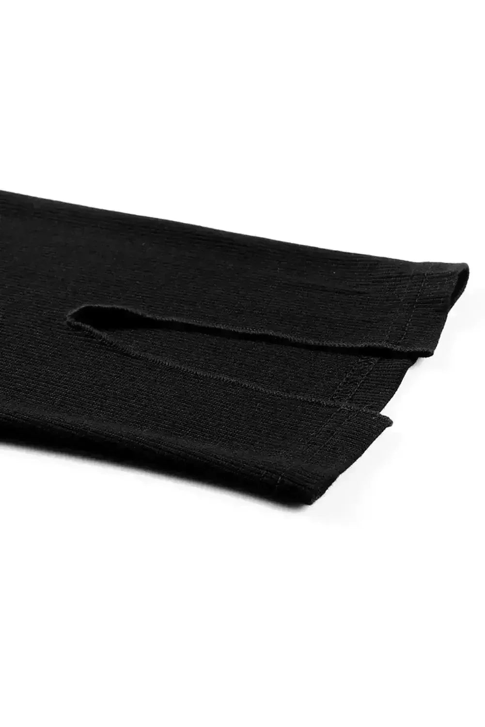Black Casual Slit Rib Knit High Waisted Leggings - Femstylo