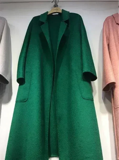 Water Ripple Cashmere Women's Long Reversible Coat – Luxury & - Femstylo