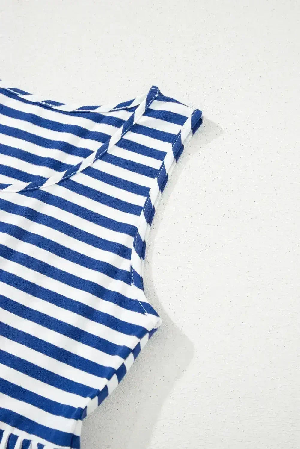 Black Stripe U Neck Sleeveless Loose Fit Mini Dress - Femstylo