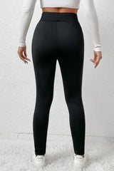 Black Fleece Lining Winter Thermal High Waist Leggings - Femstylo