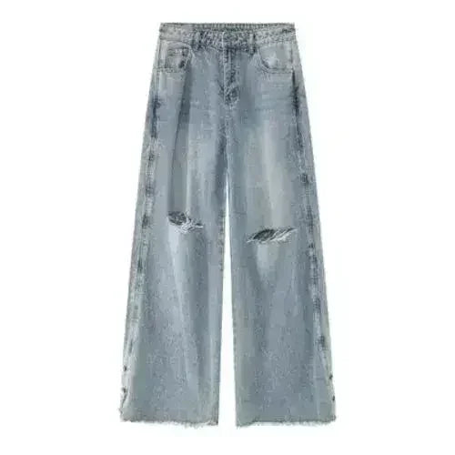Distressed Raw Hem Wide Leg Men's Jeans - Femstylo