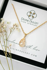 24 Karats Cubic Zirconia Tear Drop Cage Necklace - Femstylo