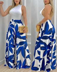 Ladies Fashion Patchwork Halter Jumpsuit - Femstylo