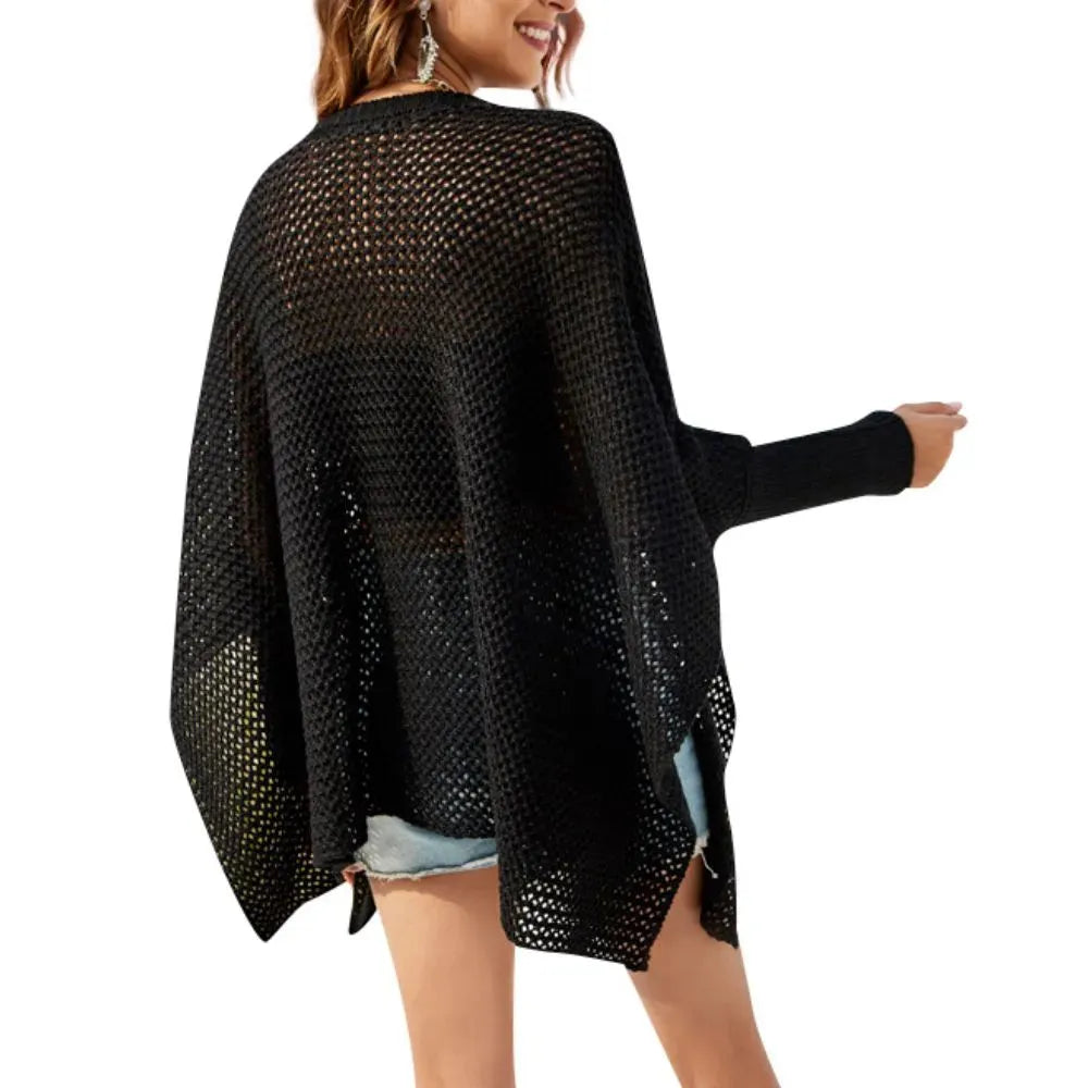 Womens Boxy Batwing Open Knit Sweater - Femstylo
