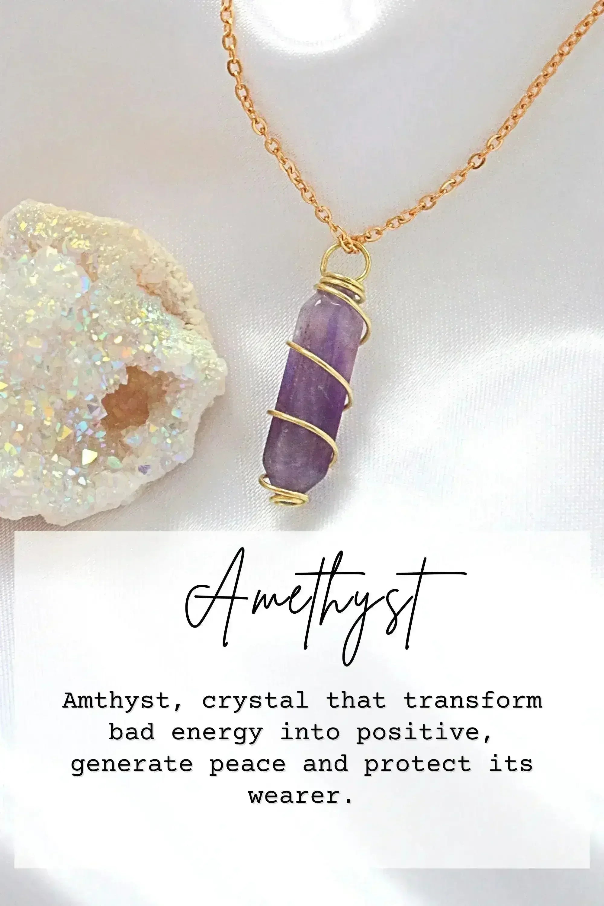 18K Double Ended Natural Healing Crystals Hand Wired Necklace - Femstylo