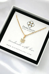 24 Karats Dainty Cannabis Leaf Necklace - Femstylo