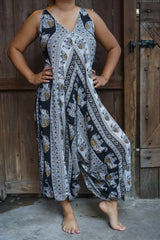 Black Elephant Boho Hippie Jumpsuit Rompers - Femstylo