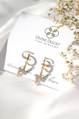 Lightning Bolt Earrings - 24K Gold CZ Studs | Femstylo