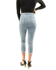Dabney Skinny Crop Jeans - Distressed Denim | Femstylo - Femstylo