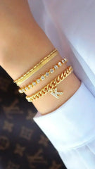 Custom Initial 24 Karats Thick Cuban Chain Bracelet - Femstylo