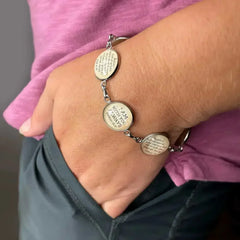 Blessed Assurance Hymn & Scripture Glass Charm Bracelet – Stainless - Femstylo
