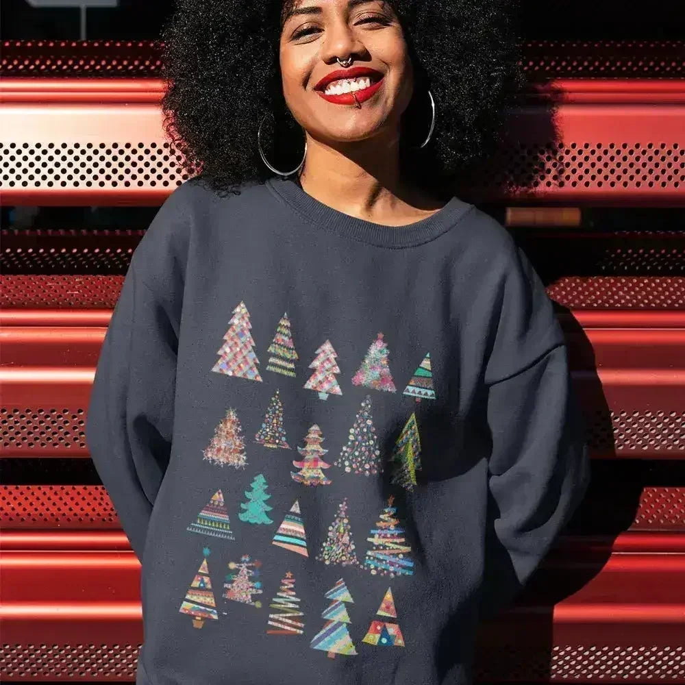 Christmas Tree Sweatshirt – Festive Loose Fit Top | S-XL - Femstylo