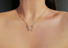 24K Butterfly Pendant Necklace - Femstylo