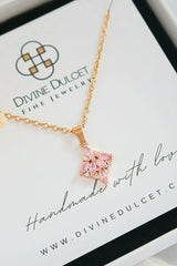 24 Karats Pink Cubic Zirconia Dainty Pendant Necklace - Femstylo