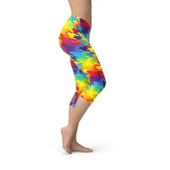 Womens Rainbow Houndstooth Capri Leggings - Femstylo