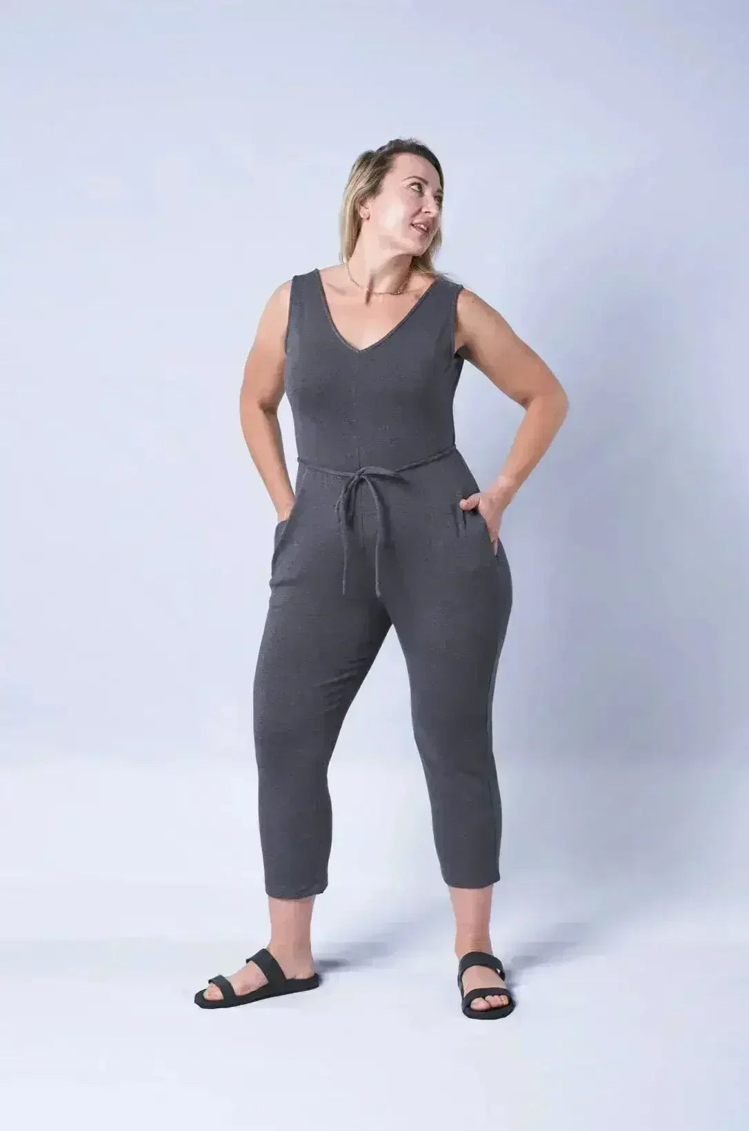 Axty V-Neck Jumpsuit - Versatile Cotton Romper | Femstylo - Femstylo
