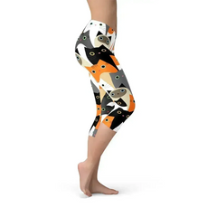 Womens All Over Print Cats Capri Leggings - Femstylo