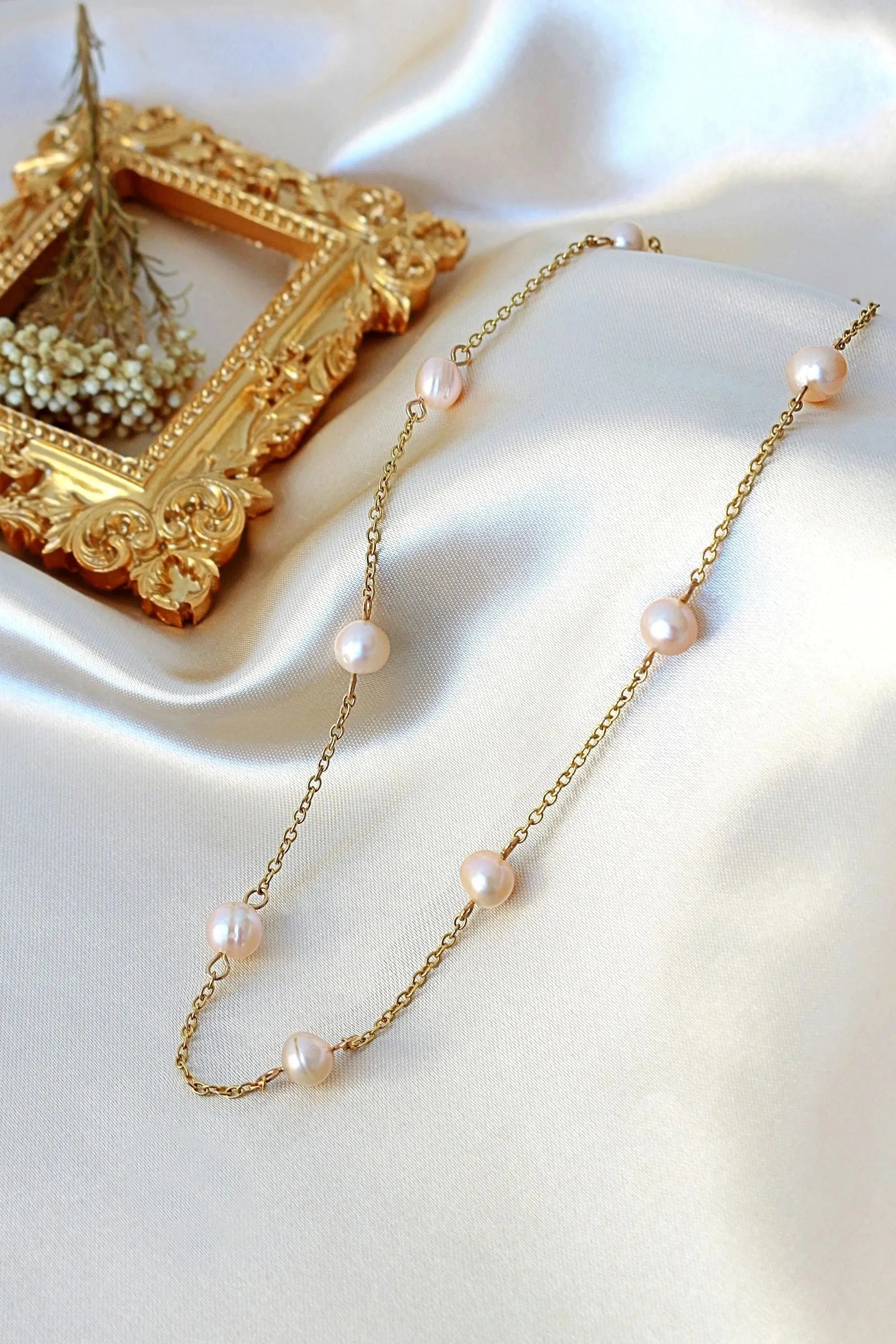 24K Baroque Freshwater Pearls Chain Choker - Femstylo