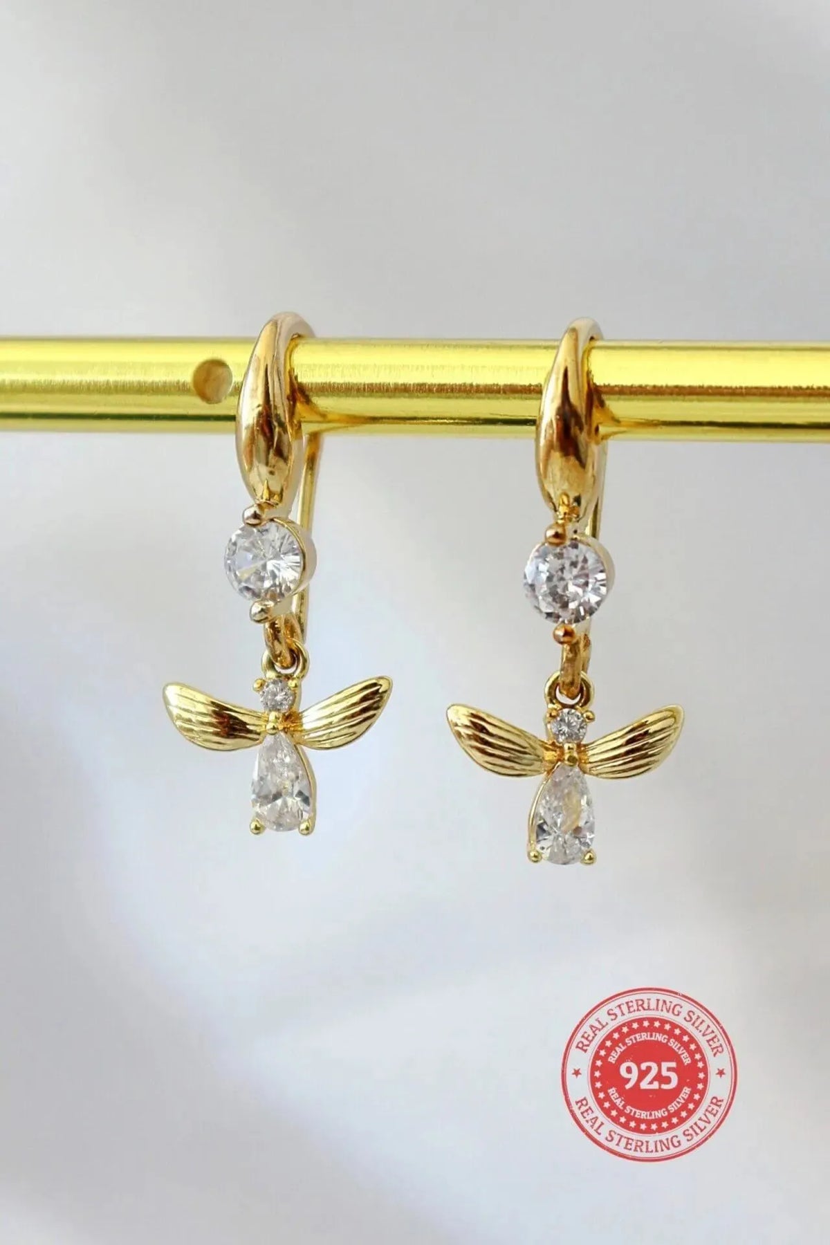 18 Karat Bee Hook Earrings - Femstylo