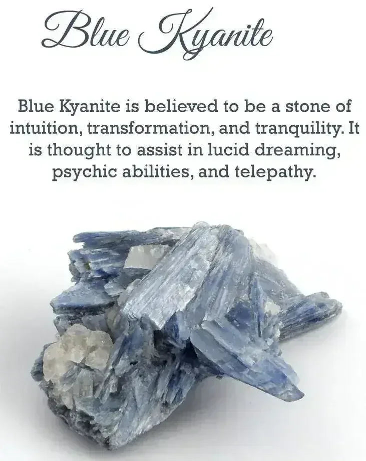 Blue Kyanite & Crystal Quartz Stretch Bracelet! Genuine Stones! - Femstylo
