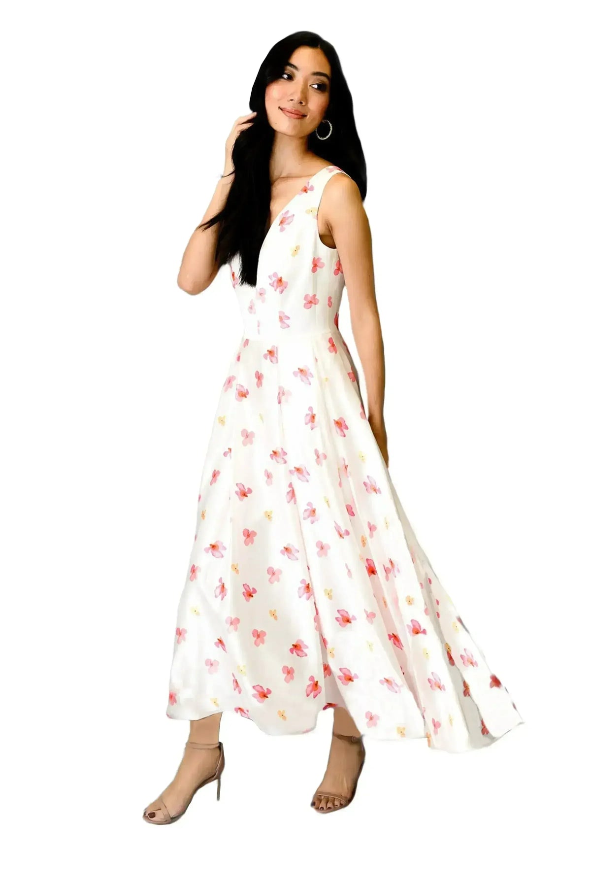 Women's Formal Floral Midi Dress - Femstylo