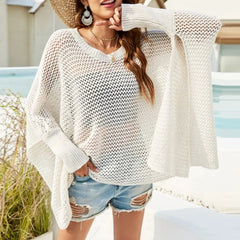 Womens Boxy Batwing Open Knit Sweater - Femstylo