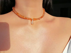 18 Karat Champagne Color Austrian Crystals Choker - Femstylo