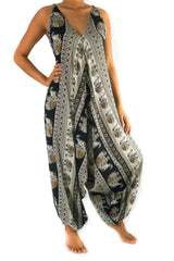 Black Elephant Boho Hippie Jumpsuit Rompers - Femstylo