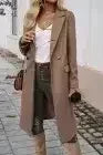 Dark Khaki Single Breasted Lapel Collar Flap Pocketed Overcoat - Femstylo