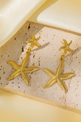 Gold Alloy Starfish Stud Dangle Earrings – Femstylo