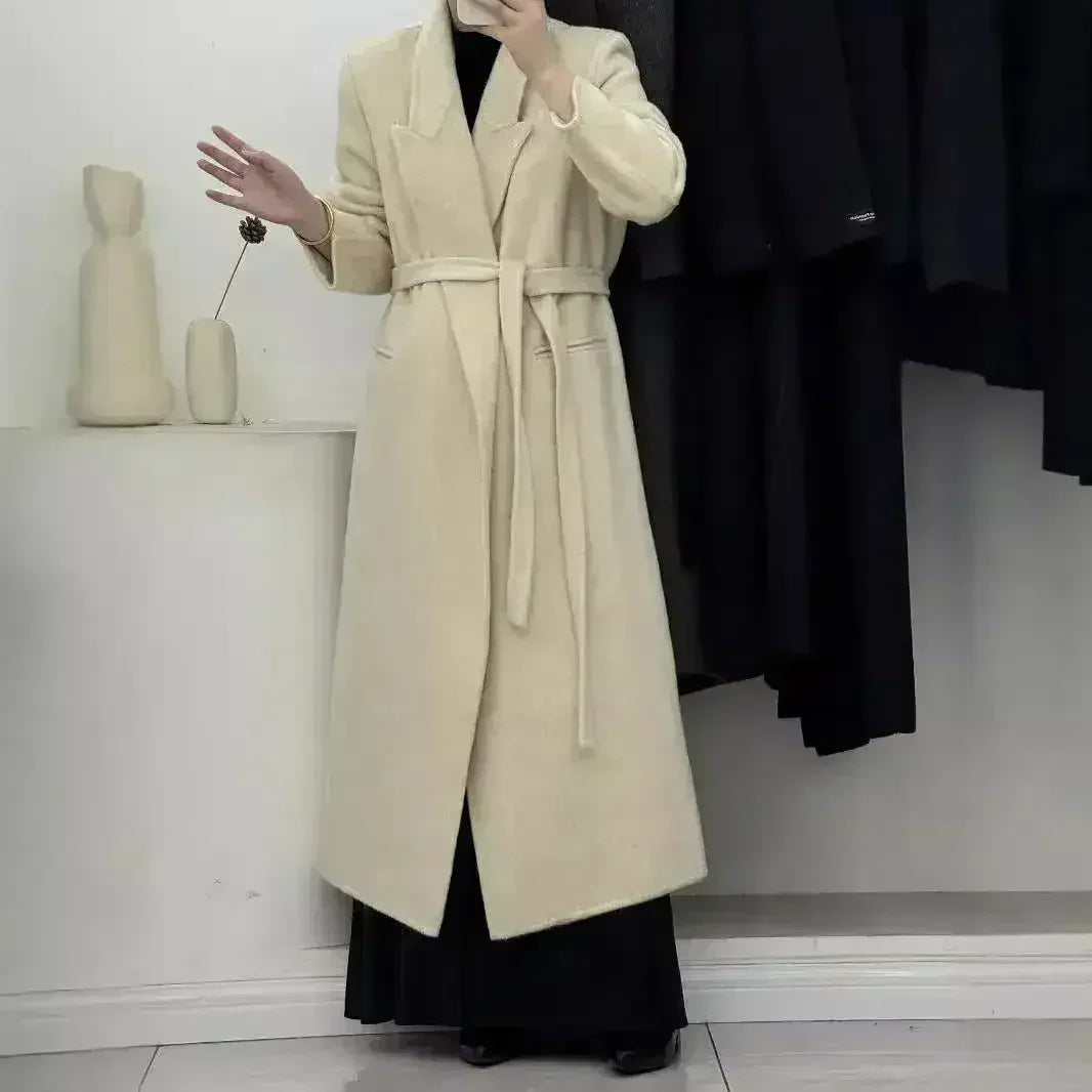 Angora Red Women's Loose Double-Sided Wool Overcoat – Elegant & Cozy - Femstylo