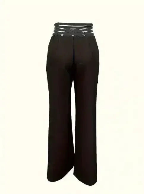 Solid Color Hollow High Waist Slimming Fashion Versatile Pants - Femstylo