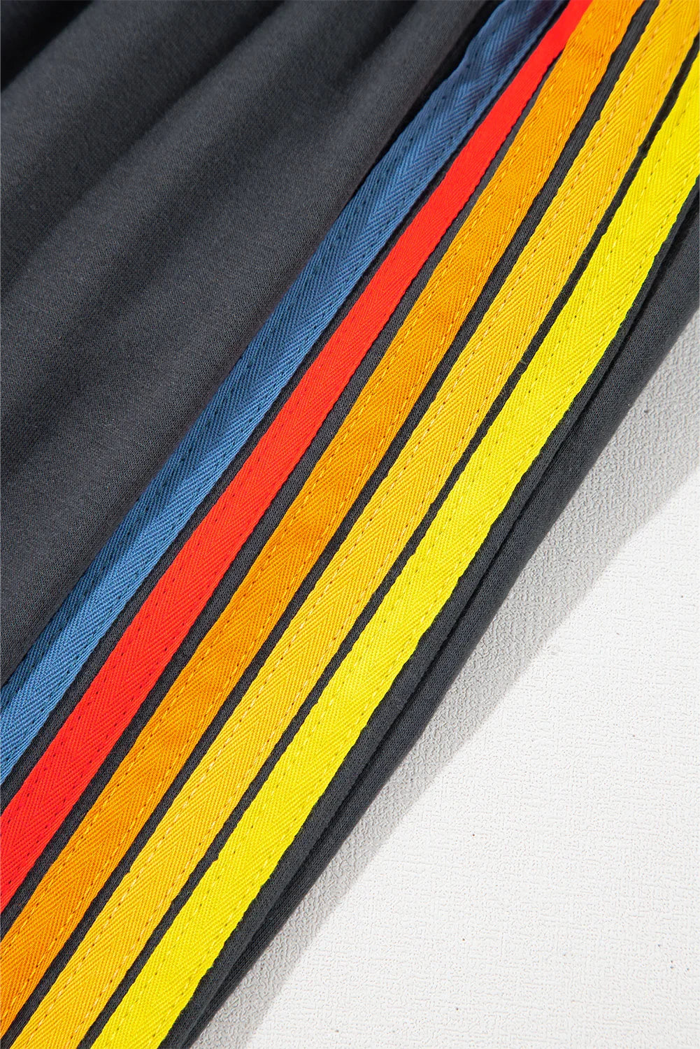 Dark Grey Rainbow Striped Jogger Sweatpants