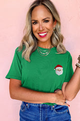 Bright Green Santa Clause Embroidered T Shirt