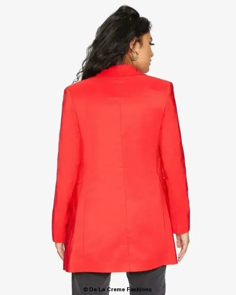De La Creme Womens Collared Formal Longline Blazer - Femstylo