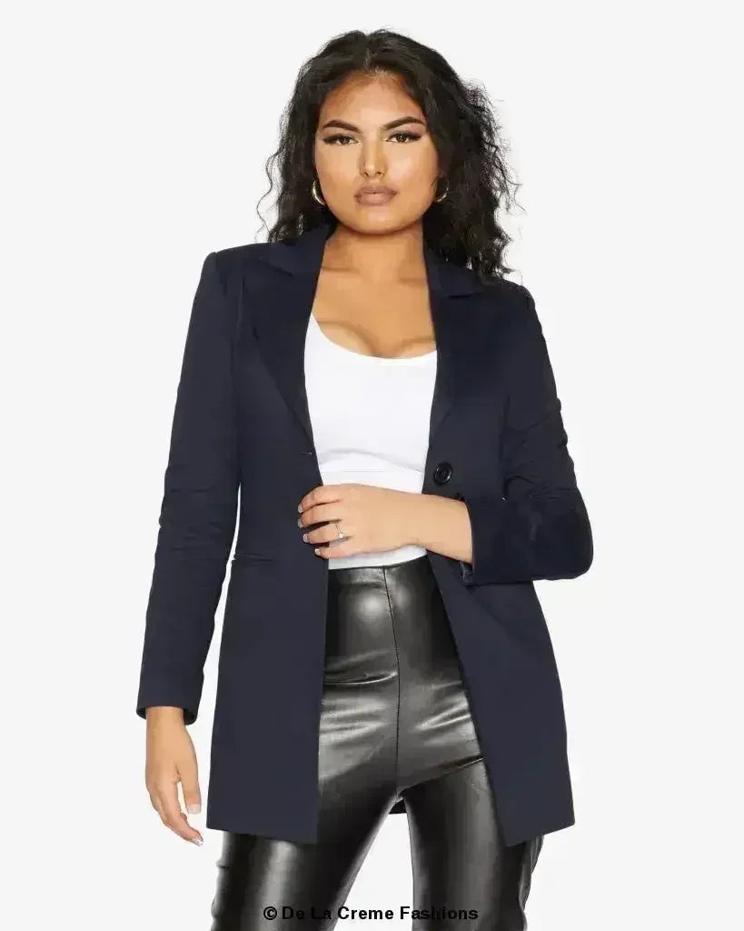 De La Creme Womens Collared Formal Longline Blazer - Femstylo