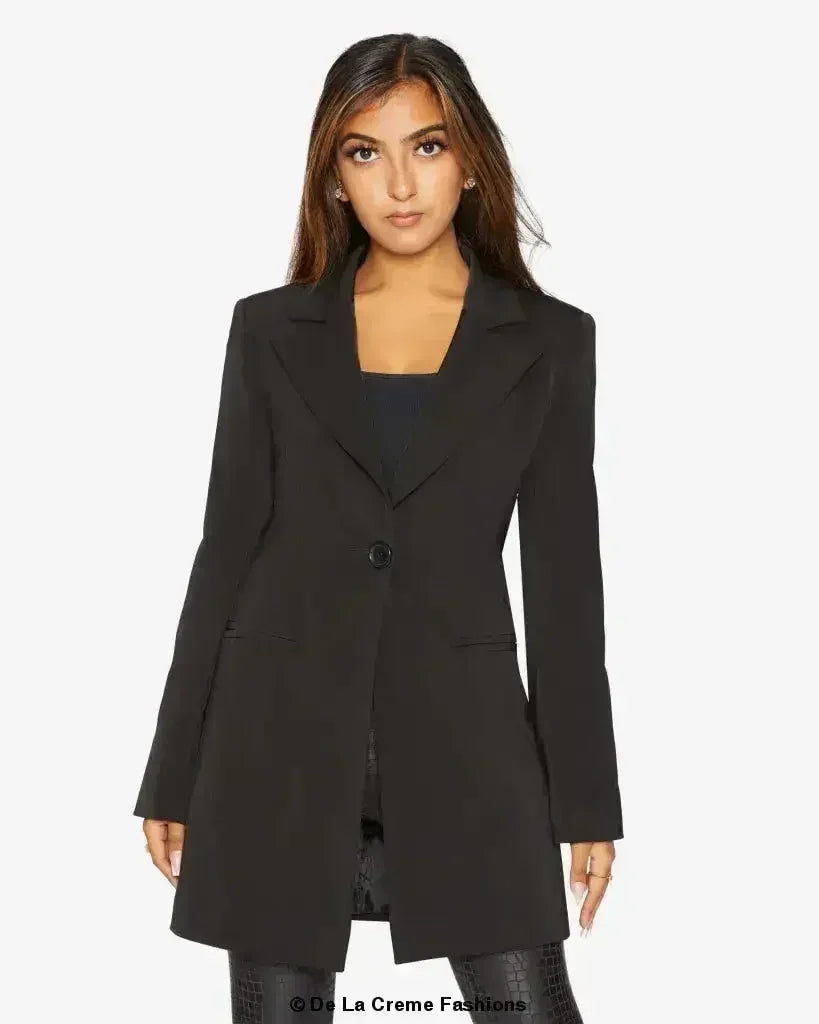 De La Creme Womens Collared Formal Longline Blazer - Femstylo