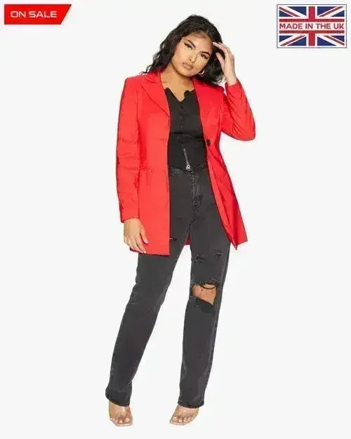 De La Creme Womens Collared Formal Longline Blazer - Femstylo