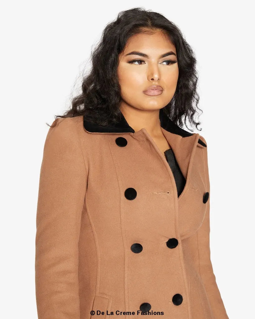 Velvet Trim Skater Coat - Royal Inspired | Femstylo