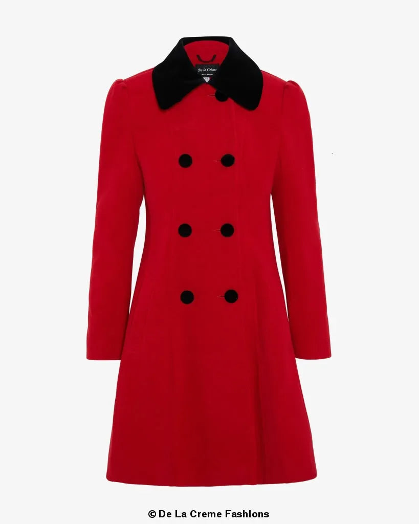 Velvet Trim Skater Coat - Royal Inspired | Femstylo