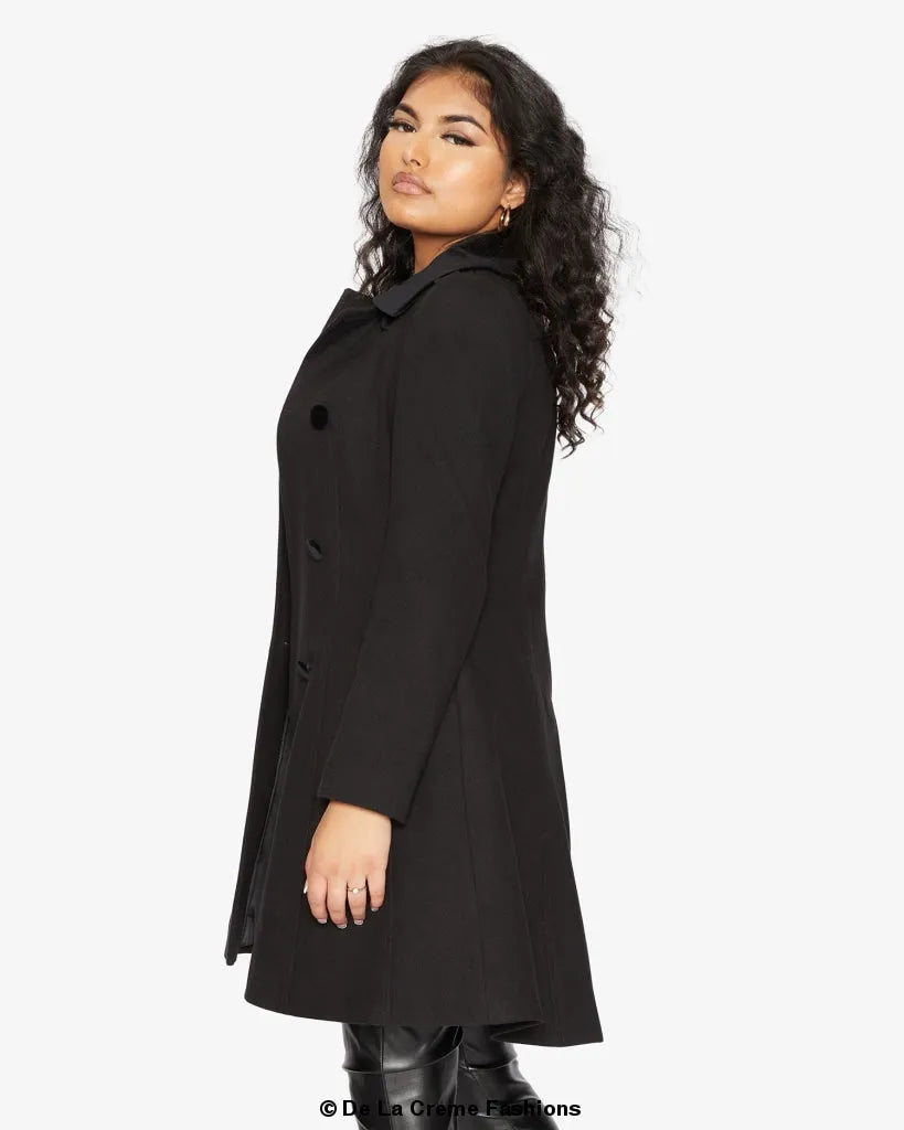 Velvet Trim Skater Coat - Royal Inspired | Femstylo
