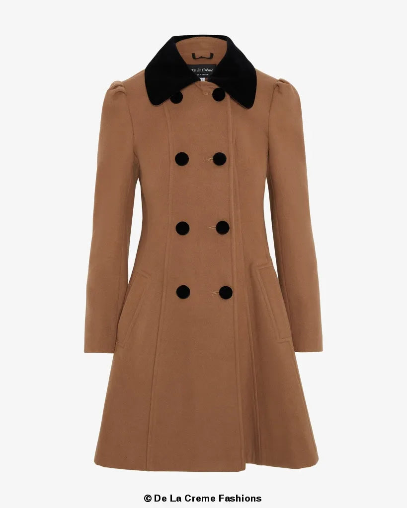 Velvet Trim Skater Coat - Royal Inspired | Femstylo