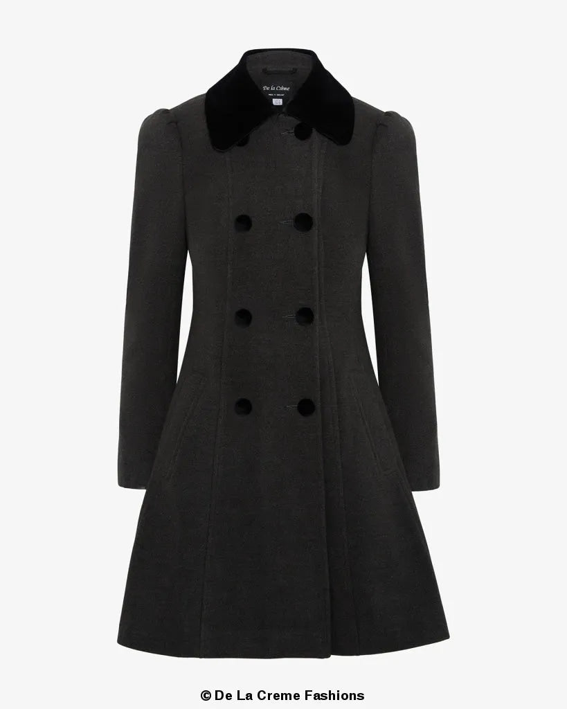 Velvet Trim Skater Coat - Royal Inspired | Femstylo