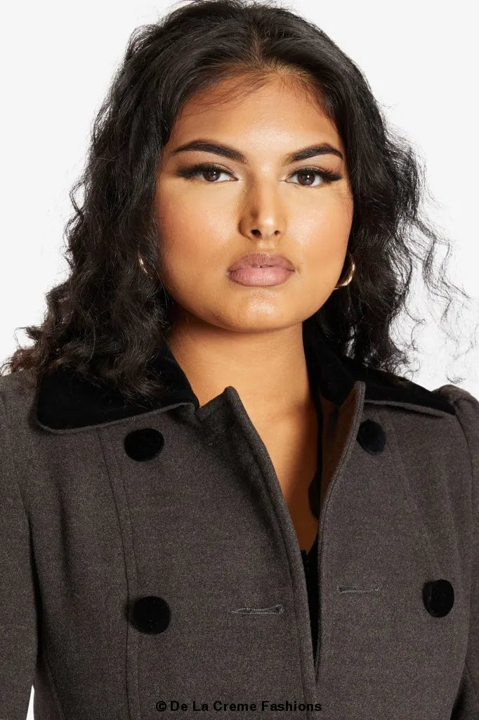 Velvet Trim Skater Coat - Royal Inspired | Femstylo