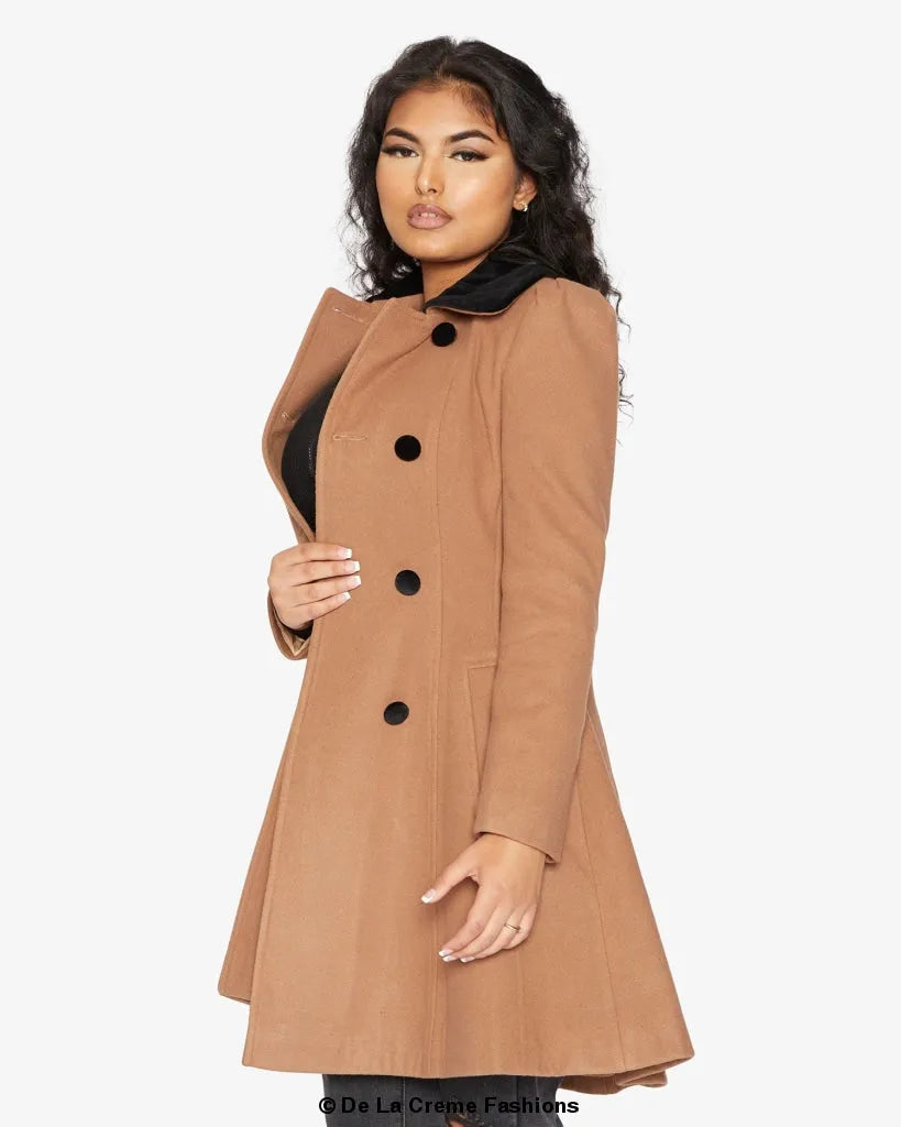 Velvet Trim Skater Coat - Royal Inspired | Femstylo