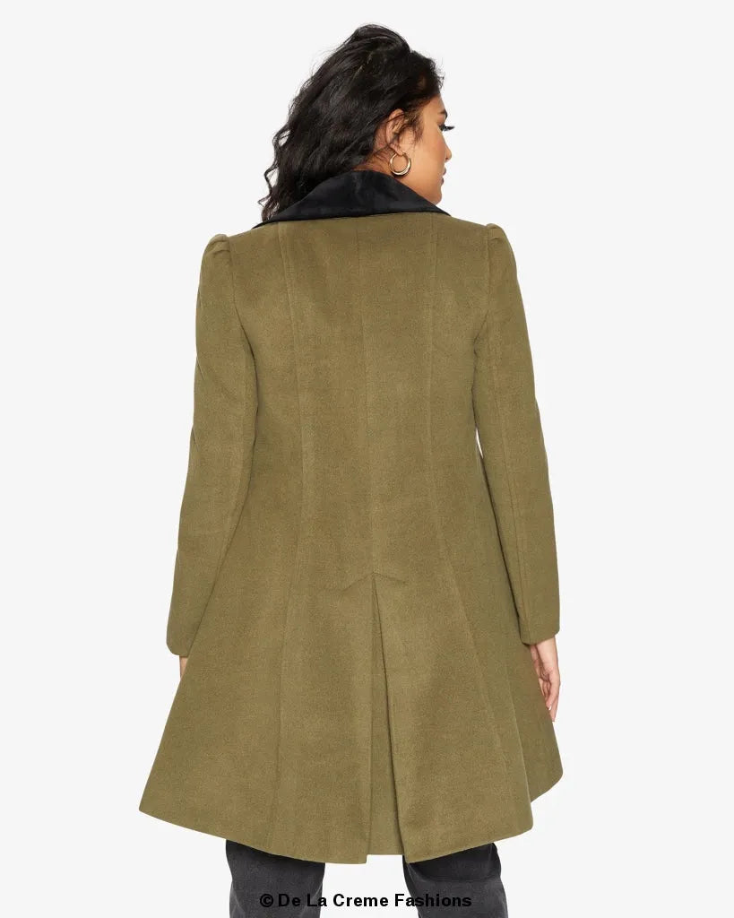 Velvet Trim Skater Coat - Royal Inspired | Femstylo