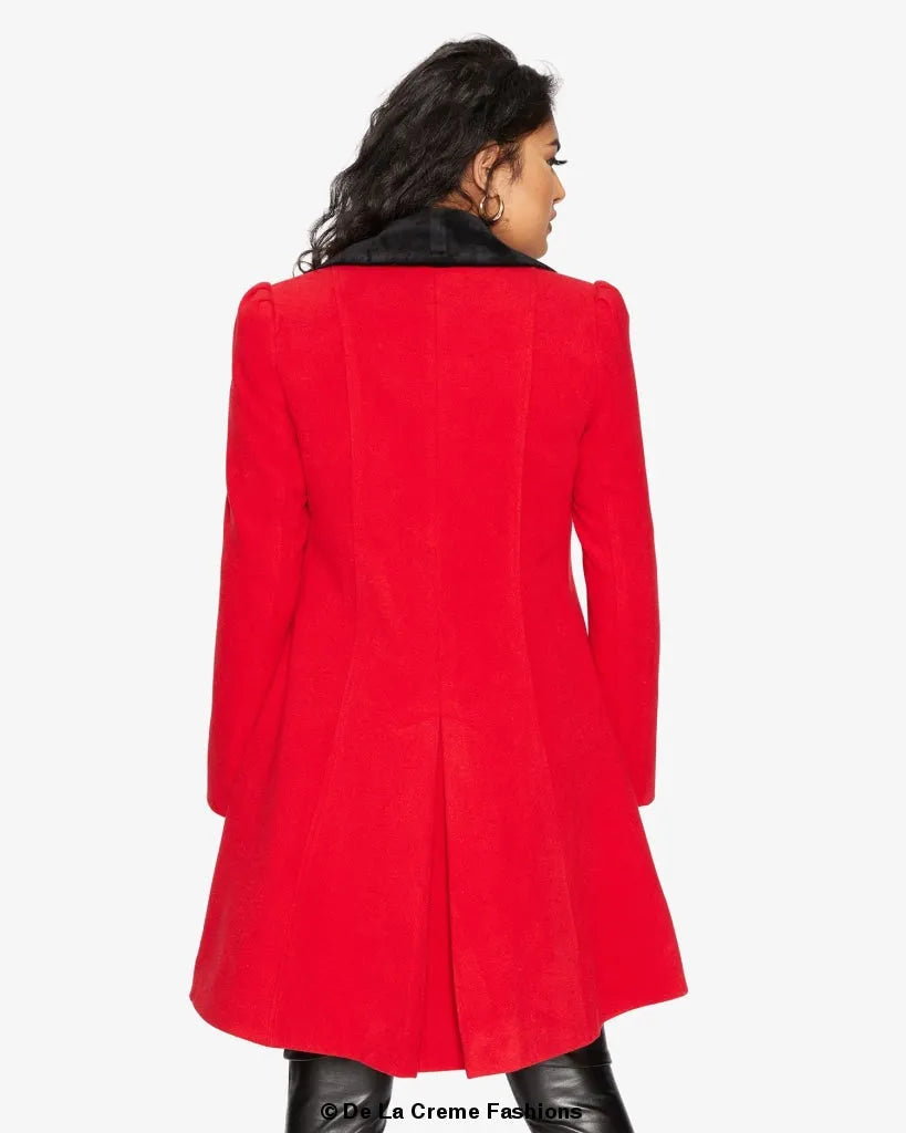 Velvet Trim Skater Coat - Royal Inspired | Femstylo