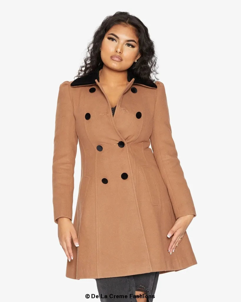 Velvet Trim Skater Coat - Royal Inspired | Femstylo