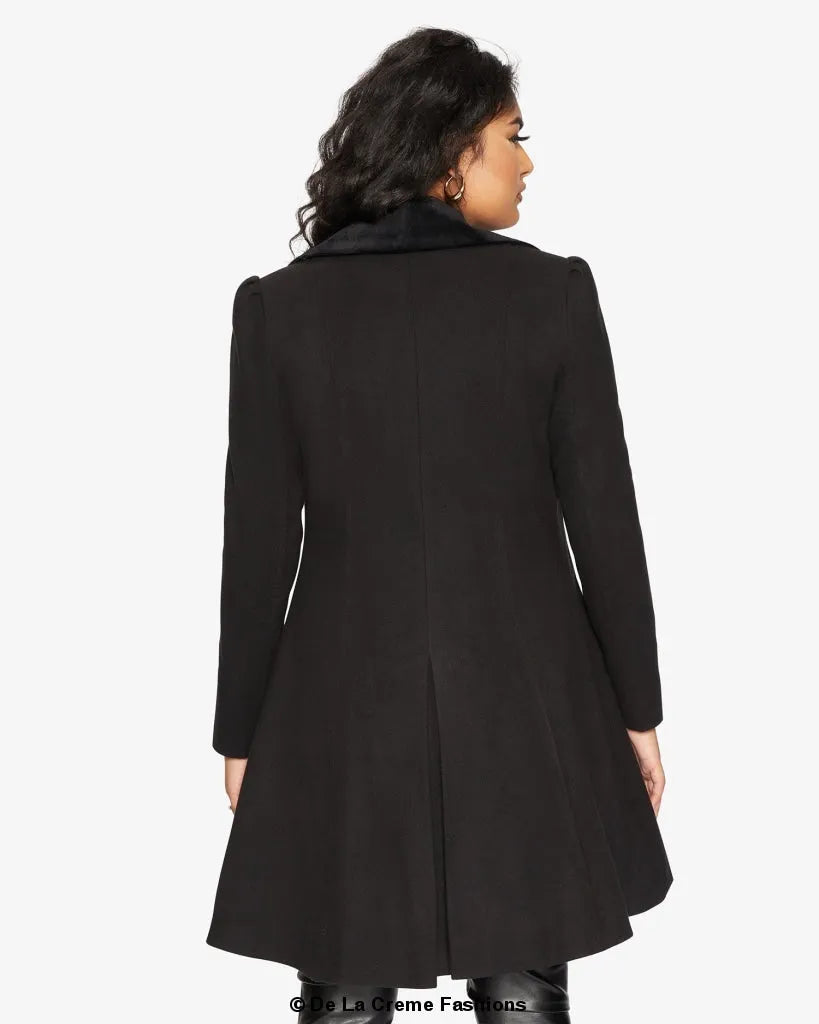 Velvet Trim Skater Coat - Royal Inspired | Femstylo